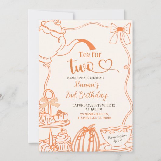 Herfst Pompoen Sinaasappel Krabbel Hand getrokken Kaart (Voorkant)