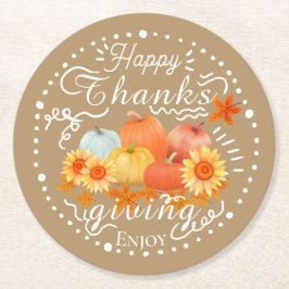 Herfst pompoen Sinaasappel Ronde Kartonnen Onderzetter