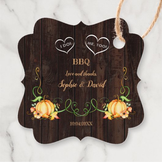 Herfst Pompoen Slingerlichten Oude Schuur I DO BBQ Bedankjes Labels (Achterkant)