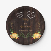 Herfst Pompoen Slingerlichtjes Oude Schuur I DO BB Papieren Bordje (Voorkant)