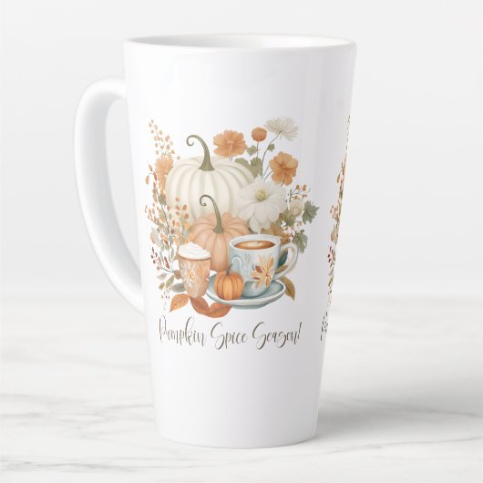 Herfst Pompoen Spice Latte Bloemen Herfstbladeren Latte Mok (Linkerhoek)