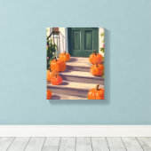 Herfst Pompoen Stoep | Herfst Dankdag Geschilderd Canvas Afdruk (Insitu (Houten vloer))