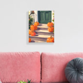 Herfst Pompoen Stoep | Herfst Dankdag Geschilderd Canvas Afdruk (Insitu (Woonkamer))