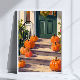 Herfst Pompoen Stoep   Schilderij voor Thanksgivin Poster
