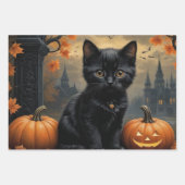 Herfst Pompoen Sweet Black kitten decoupage Inpakpapier Vel (Voorkant 2)