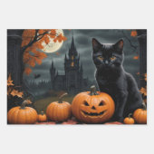 Herfst Pompoen Sweet Black kitten decoupage Inpakpapier Vel (Voorkant)