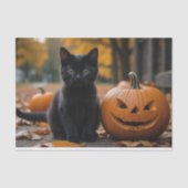 Herfst Pompoen Sweet Black kitten decoupage Tissuepapier (Voorkant)