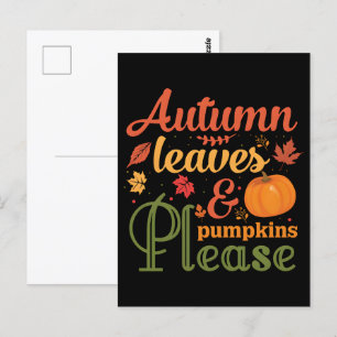 Herfst Pompoen T-shirt, Herfst Herfst Shirt, 2025 Briefkaart