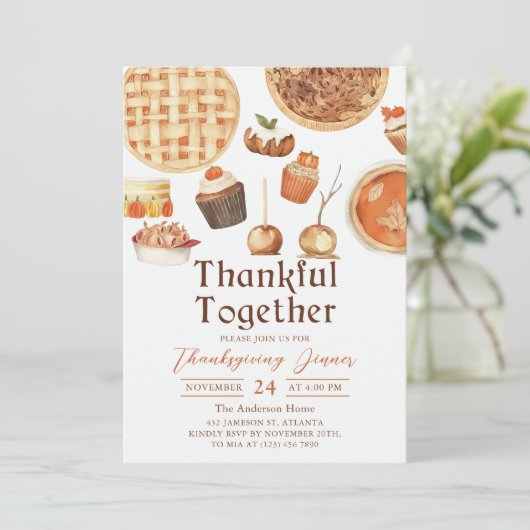 Herfst pompoen taart dankbaar Thanksgiving diner Kaart (Staand voorkant)