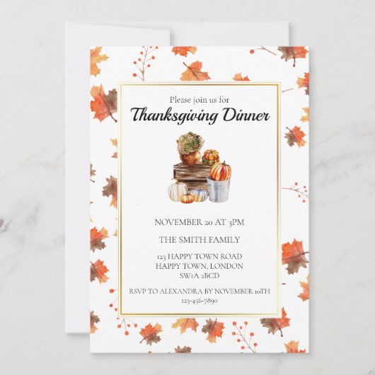  Herfst Pompoen Thanksgiving Diner Kaart (Voorkant)