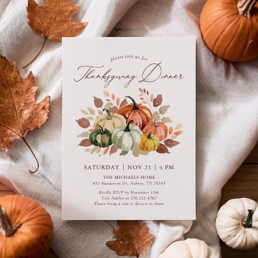 Herfst Pompoen Thanksgiving Diner Kaart