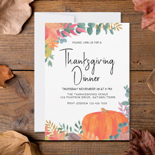 Herfst Pompoen Thanksgiving Diner Kaart