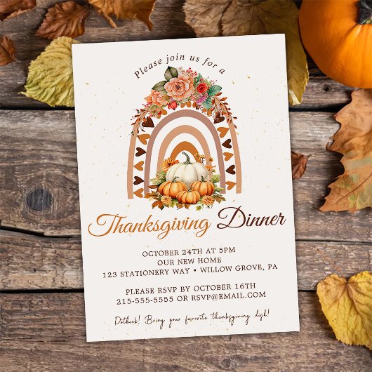 Herfst Pompoen Thanksgiving Diner Party Kaart