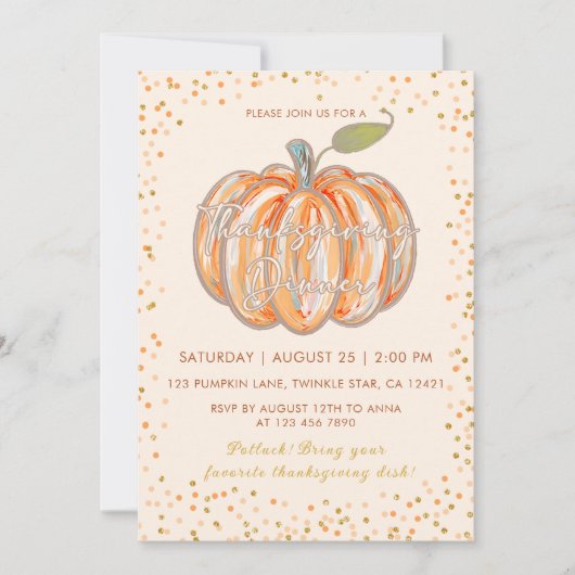 Herfst Pompoen Thanksgiving Diner Party Kaart (Voorkant)