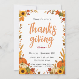 Herfst Pompoen Thanksgiving Diner Uitnodiging