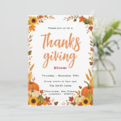 Herfst Pompoen Thanksgiving Diner Uitnodiging (Staand voorkant)