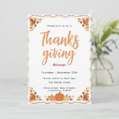 Herfst Pompoen Thanksgiving Dinner Uitnodiging (Staand voorkant)