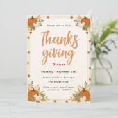 Herfst Pompoen Thanksgiving Dinner Uitnodiging (Staand voorkant)