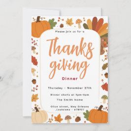 Herfst Pompoen Thanksgiving Dinner Uitnodiging