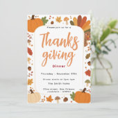 Herfst Pompoen Thanksgiving Dinner Uitnodiging (Staand voorkant)