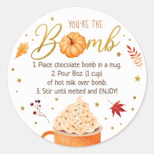 Herfst Pompoen Thanksgiving Hot Chocolade Bomb Ronde Sticker
