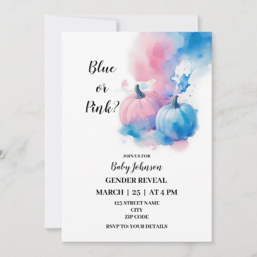 Herfst pompoen thema Geslacht onthullen Uitnodigin Kaart (Voorkant)