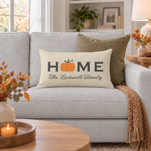 Herfst Pompoen Thuis Beige Familie Monogram Kussen