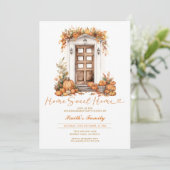 Herfst Pompoen Thuis Zoete Thuis Herfst Bloemrijke Kaart (Staand voorkant)