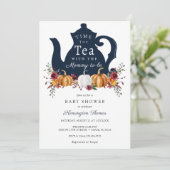 Herfst Pompoen Tijd voor Thee Baby shower Uitnodig Kaart (Staand voorkant)