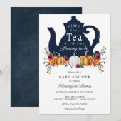Herfst Pompoen Tijd voor Thee Baby shower Uitnodig Kaart (Voorkant / Achterkant)