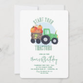 Herfst Pompoen Tractor Boy 1e Verjaardag Kaart (Voorkant)