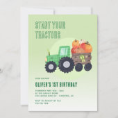 Herfst Pompoen Tractor Boy 1e Verjaardag Kaart (Voorkant)