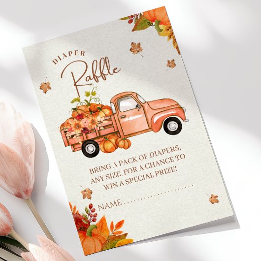 Herfst Pompoen Truck Luier Raffle Kaart