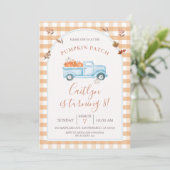 Herfst Pompoen Truck Patch 8e Verjaardag Party Kaart (Staand voorkant)