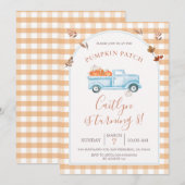 Herfst Pompoen Truck Patch 8e Verjaardag Party Kaart (Voorkant / Achterkant)