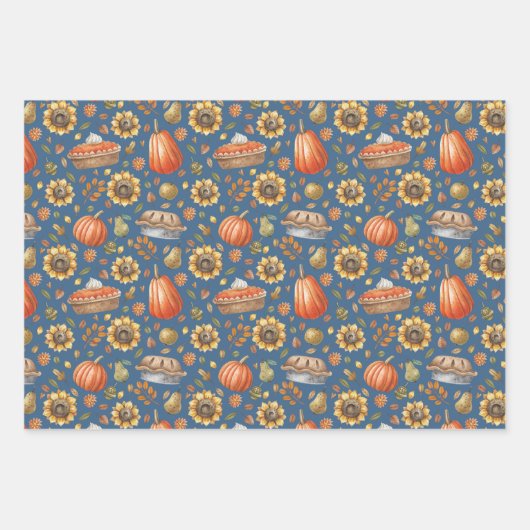 Herfst Pompoen Tuin Bloemen Inpakpapier Vel (Voorkant)