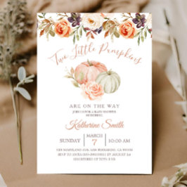 Herfst Pompoen Twee Kleine Pompoen Baby Shower Kaart