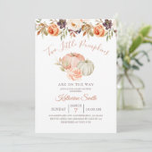 Herfst Pompoen Twee Kleine Pompoen Baby Shower Kaart (Staand voorkant)