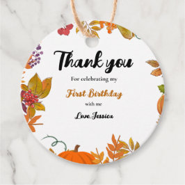 Herfst pompoen Tweede Verjaardag Dank u Bedankjes Labels