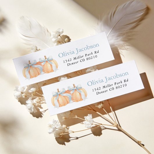 Herfst Pompoen Tweeling Baby Shower Retouradres Etiket
