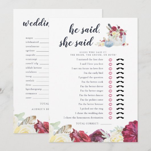 Herfst Pompoen Tweezijdig Vrijgezellenfeest Game K Kaart (Voorkant / Achterkant)