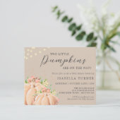 Herfst pompoen | Twin Baby shower Invitation (Staand voorkant)