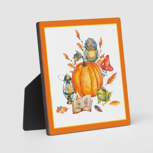 Herfst Pompoen uil en kikker Fotoplaat (Voorkant)