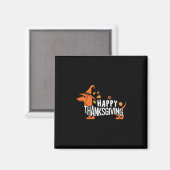 Herfst Pompoen Val Dachshund Thanksgiving Dames Magneet (Voorkant / Achterkant)