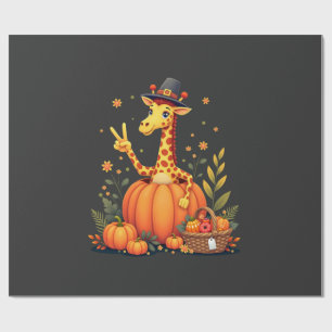 Herfst Pompoen Val Giraffe Dankdag Dames Cadeaupapier