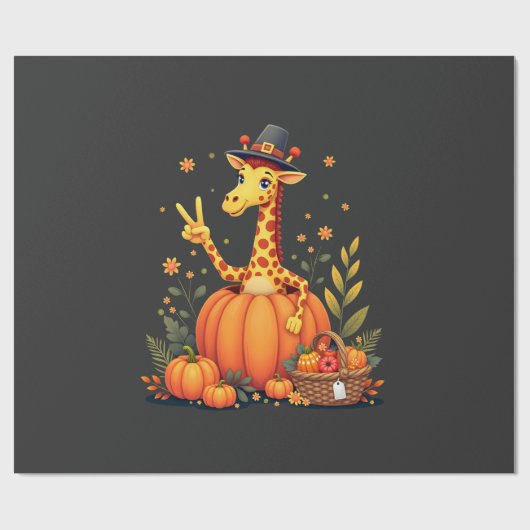 Herfst Pompoen Val Giraffe Dankdag Dames Cadeaupapier (Vlak)