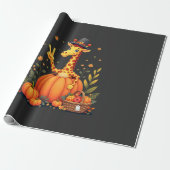 Herfst Pompoen Val Giraffe Dankdag Dames Cadeaupapier (Uitgerold)