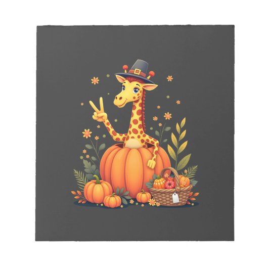 Herfst Pompoen Val Giraffe Dankdag Dames Notitieblok (Voorkant)
