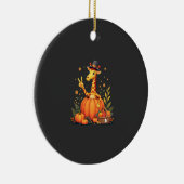 Herfst Pompoen Val Giraffe Thanksgiving Dames Keramisch Ornament (Rechts)