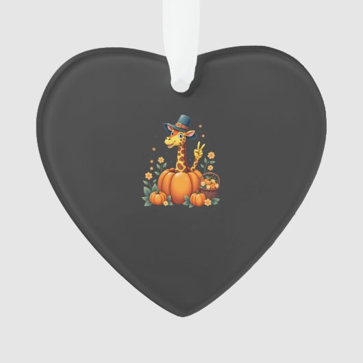 Herfst Pompoen Val Giraffe Thanksgiving Dames Ornament (voorkant)